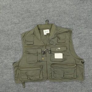 Ausable Fishing Vest Mens 2XL Olive Green Multi Pocket Fly Patch Outdoor Angler